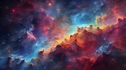 Poster - Abstract Cosmic Explosion of Vivid Colors in a Nebula for Outer Space and Galaxy Concept Art Tags