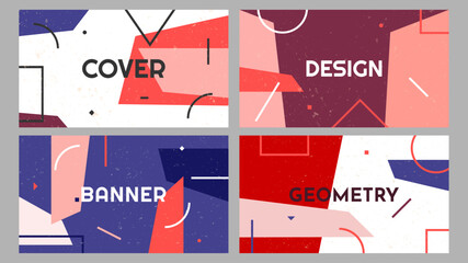 Fototapete - vector illustration. geometric shapes and lines composition backgrounds set. dynamic abstract flat m