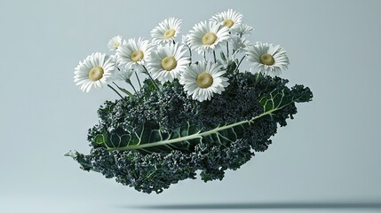 Wall Mural -   A broccoli head shaped by daisy arrangement