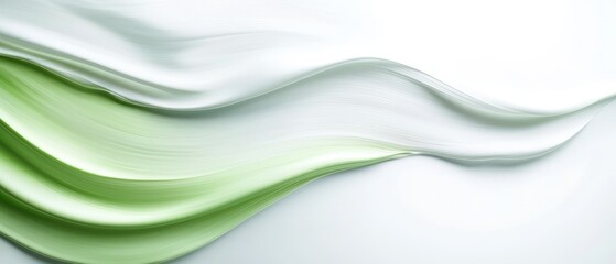 Canvas Print -  A white and green abstract backdrop features wavy lines on the left, opposite a right side engulfed by a green-and-white wave