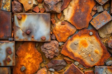 Wall Mural - Close-up of rusty stones and metal with captivating abstract patterns