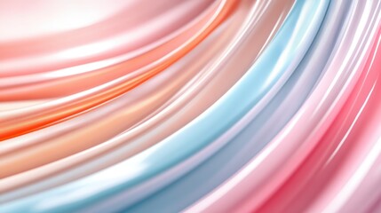 Poster - An abstract depiction with smooth curves in pastel colors, creating a soothing wave pattern and representing tranquility, softness, and fluidity in motion.