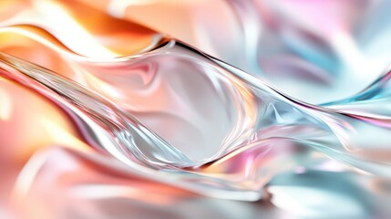 Poster - This abstract image highlights swirling patterns of fluid light in soft colors like oranges, pinks, and blues, creating a dynamic, smooth, and artistic effect.