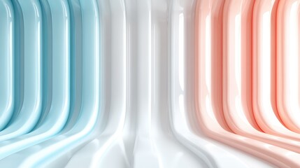 Poster - This image showcases a sleek, modern wall designed with vertically placed tubes in pastel blues, whites, and pinks, displaying an elegant and structured format.