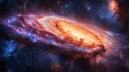 Wall Mural - a breathtaking view of a spiral galaxy showcasing vibrant colors and cosmic phenomena in space