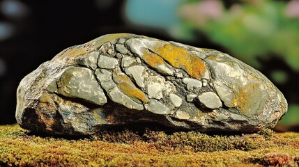 Canvas Print - Close-up of a Stone Covered in Moss