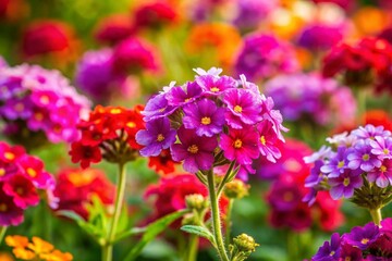 Wall Mural - Vibrant Verbena Blooms in a Garden Setting Showcasing Nature's Beauty and Colorful Petals