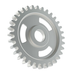 Poster - Silver cogwheel, metallic gear. 3D rendering isolated on transparent background