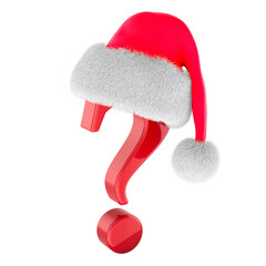 Poster - Santa Claus Christmas hat on question mark. 3D rendering isolated on transparent background