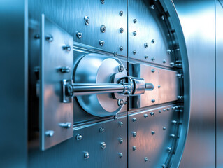 Intricate details of a steel vault door highlighting security features and engineering excellence