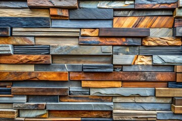 Wall Mural - Patterned stone wall with various colors and textures