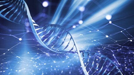 Wall Mural - spiral dna helix structure on color background.