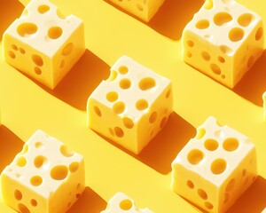 Poster - Abstract pattern with repeating cheese block shapes, vibrant yellow tones, Cheese pattern, Graphic design
