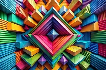 Aufkleber - abstract geometric shapes in vibrant colors creating a modern and dynamic visual composition