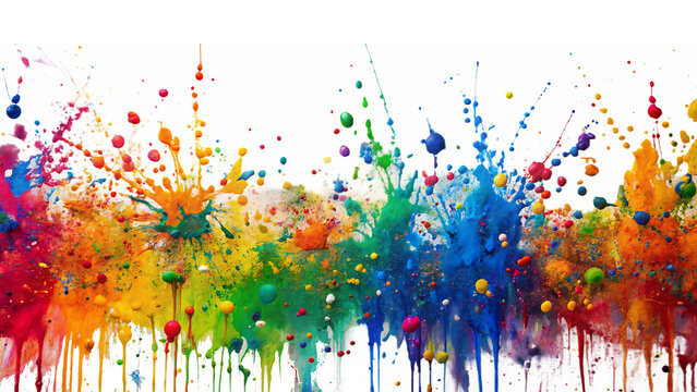 Splattered paint on white background.AI GENERATED