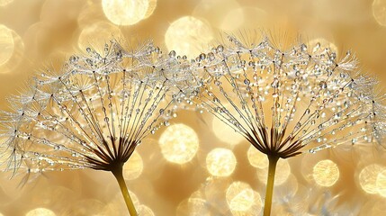 Sticker -   A clear image shows a dandelion with water droplets and a blurred backdrop