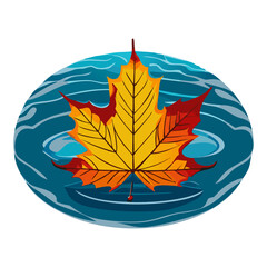 Wall Mural - Orange maple leaf in a puddle