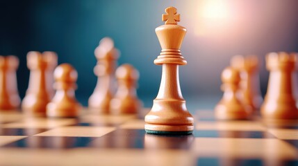 Poster - A close up shot of a chess board with only the King and Queen pieces remaining, representing the ultimate goal in a competitive landscape.