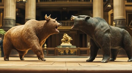 Poster - bull vs bear stock exchange