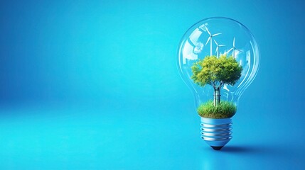 Poster - Light Bulb with Renewable Energy Symbolism