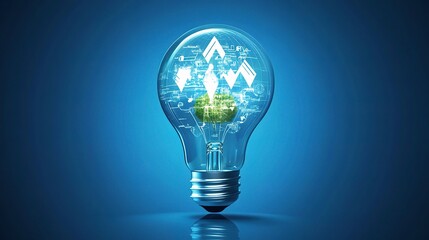 Poster - Innovative Light Bulb with Renewable Energy Symbols