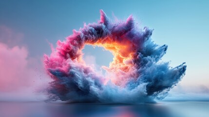 Poster - A massive explosion of energy, with swirling colors and radiating light.