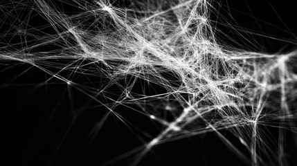 White Spider Web Intricately Woven Against a Black Background