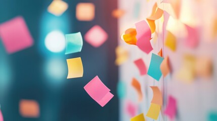 Poster - a group of creative professionals brainstorming ideas on a whiteboard, using colorful sticky notes a