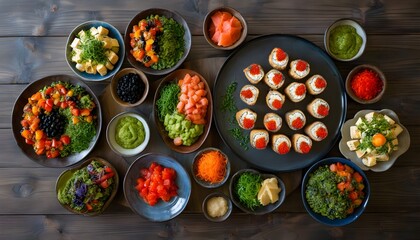 Wall Mural - Vibrant close-up of Japanese sushi featuring luscious salmon roe served on an elegant black plate