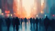 © Johannes - Gathering of urban dwellers: abstract blur of cityscape with crowded streets and silhouettes