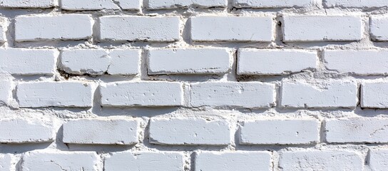 Poster - Wide panorama picture with abstract white brick wall texture for website banner design using copy space