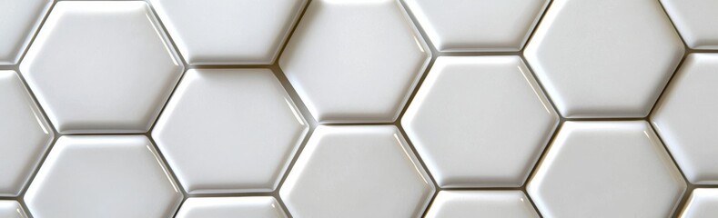 Poster - An abstract futuristic geometric backdrop or wallpaper with copy space for text on a widescreen hexagonal background with white hexagons