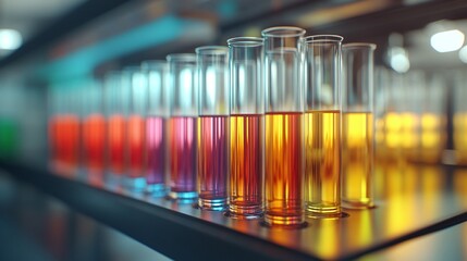 test tubes with vibrant liquids in a laboratory setting symbolizing biomarker research and analysis for healthcare diagnostics and scientific research highlighting innovation in medical testing