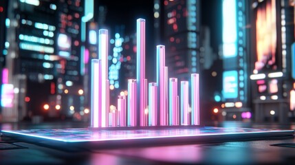 Poster - Analysis of market trends: graph illustrating fluctuations in stock market volumes and prices