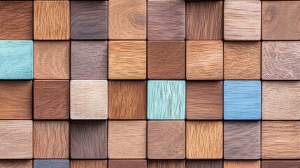 Poster - Stack of wooden wooden blocks with an abstract painting texture on the wall as a background, abstract colorful wood texture as a backdrop.