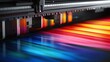 © CinimaticWorks - high quality printing with a close-up of a large format printer head applying vibrant colors on paper showcasing precision technology and professional standards in large scale print production