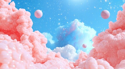 Wall Mural - an abstract wallpaper with smooth gradients, crystalline patterns, and glowing stars in a cool-toned