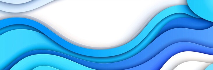 Poster - the banner features steel blue, very dark blue and cadet blue colors as well as fluid flowing waves.