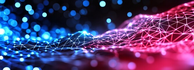 Poster - The Plexus effect in 3D. Digital connection dots and lines. Science background. Network connection structure.