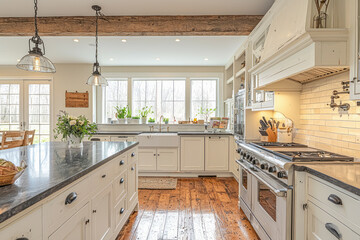 Vibrant, airy, and contemporary farmhouse kitchen design