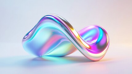 Poster - Curvy translucent glass shape isolated on white background. Modern minimal wallpaper in 3D.