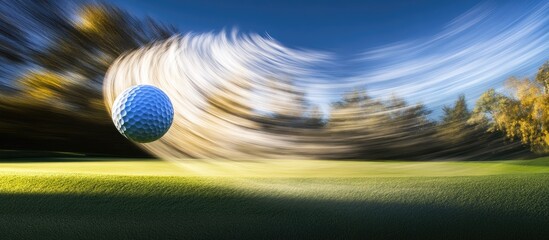 Golf Ball in Motion on Green with Blurred Background