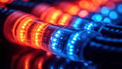 Poster - Close-up of Red and Blue LED Lights