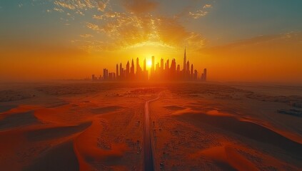 Canvas Print - Dubai Skyline Sunset