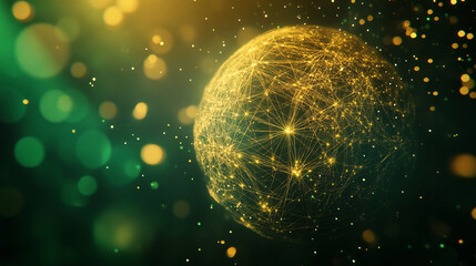 Poster - An abstract representation of a glowing interconnected network over a dark background