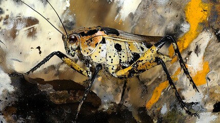 Canvas Print - Close-Up Macro Photography of a Grasshopper