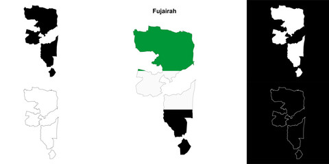 Wall Mural - Fujairah emirate outline map set