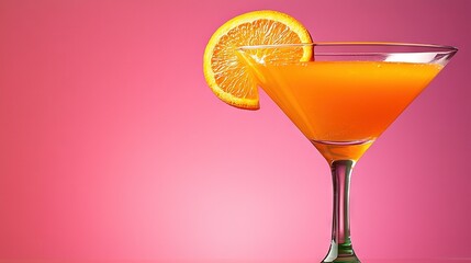 Sticker -   A close-up image of an orange slice sitting atop a glass of drink