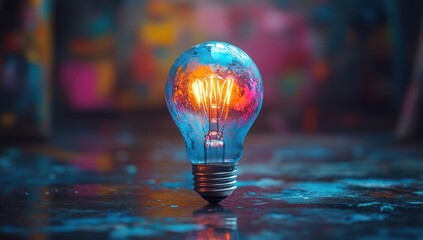 Poster - Glowing Light Bulb with Blue Hue