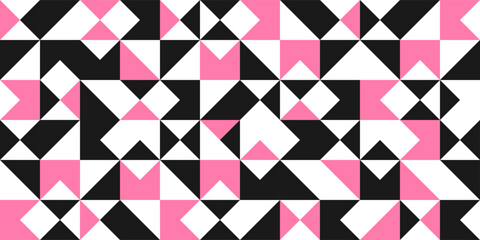 Wall Mural - geometric geometric pink and black pattern print background, bauhaus shapes pattern,monochrome bauha